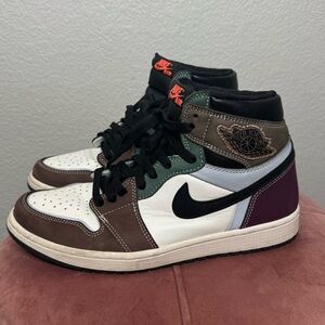Nike Air Jordan 1 Retro High OG Hand Crafted Size 9.5 Multicolor Leather Sneaker